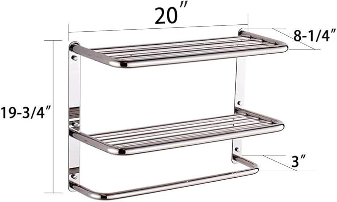 LUANT Bathroom Shelf 3-Tier Wall Mounting Rack with Towel Bars