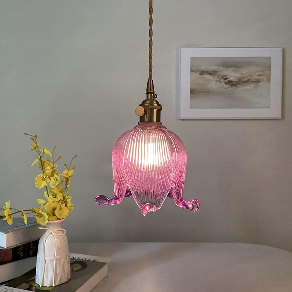 Glass Flower Pendant Light Lily of The Valley Decorative Chandelier with Adjustable Cable