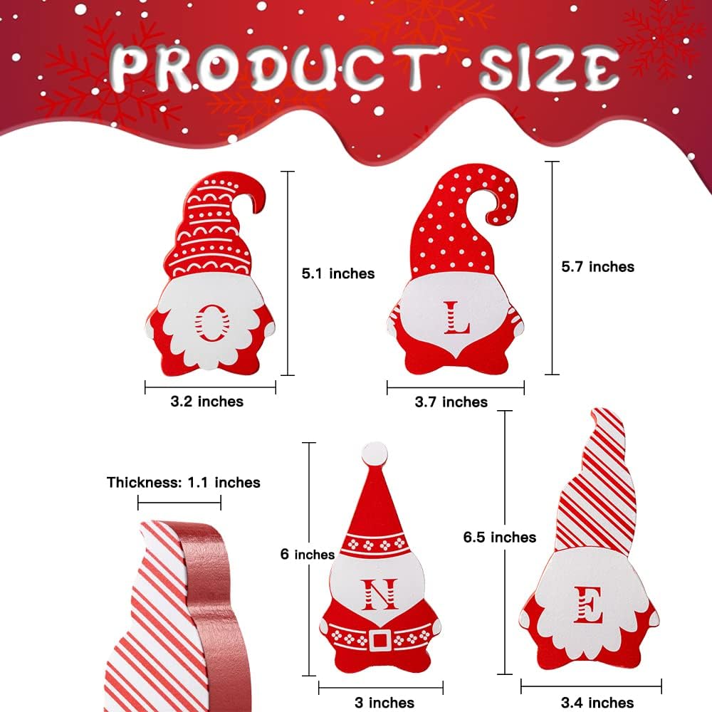Gnome Christmas Decorations, Noel Wooden Blocks - T&S Outlets