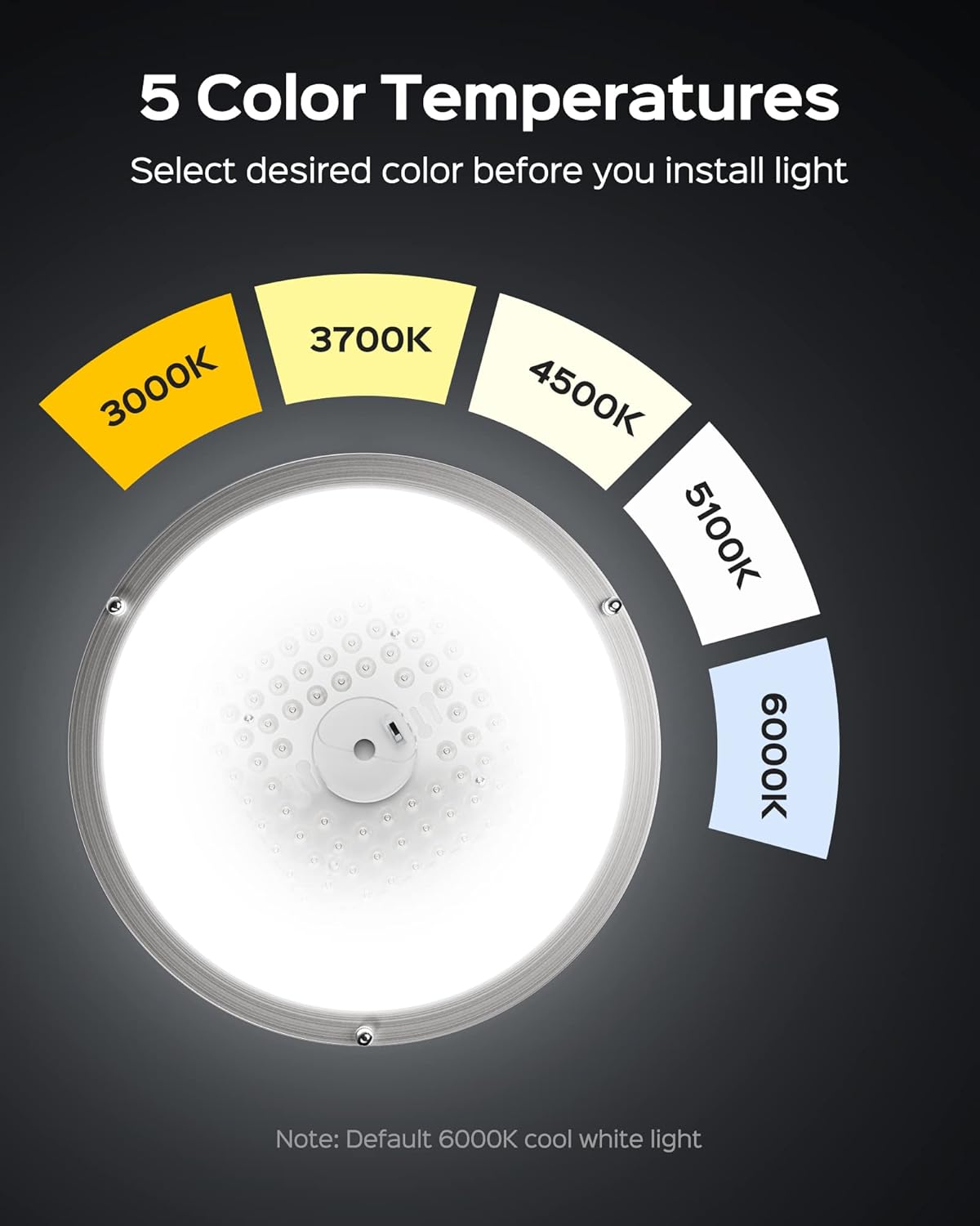 JACKYLED 13 Inch Flush Mount Ceiling Light, Brushed Nickel, 3000K/3700K/4500K/5100K/6000K Dimmable