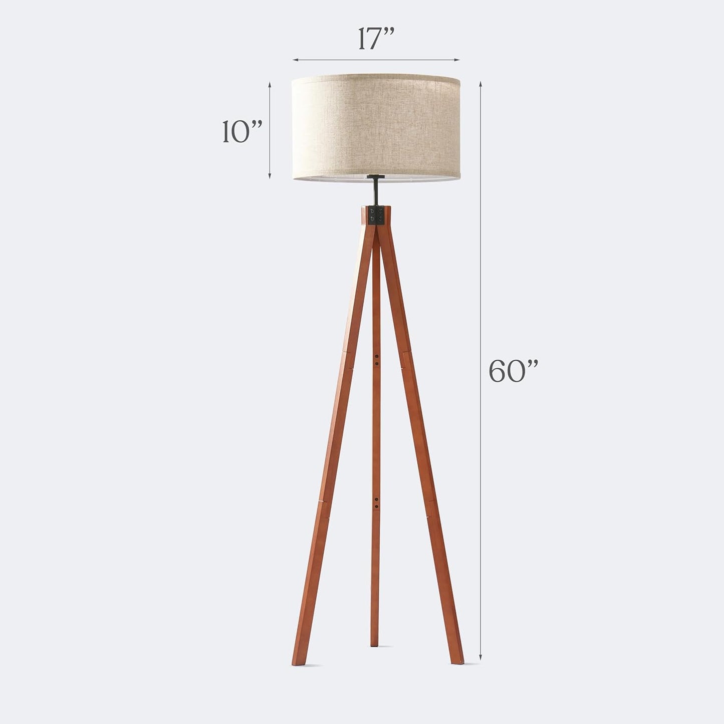 Brightech Eden Tripod Floor Lamp, Dimmable Standing Lamp with Solid Wood Legs