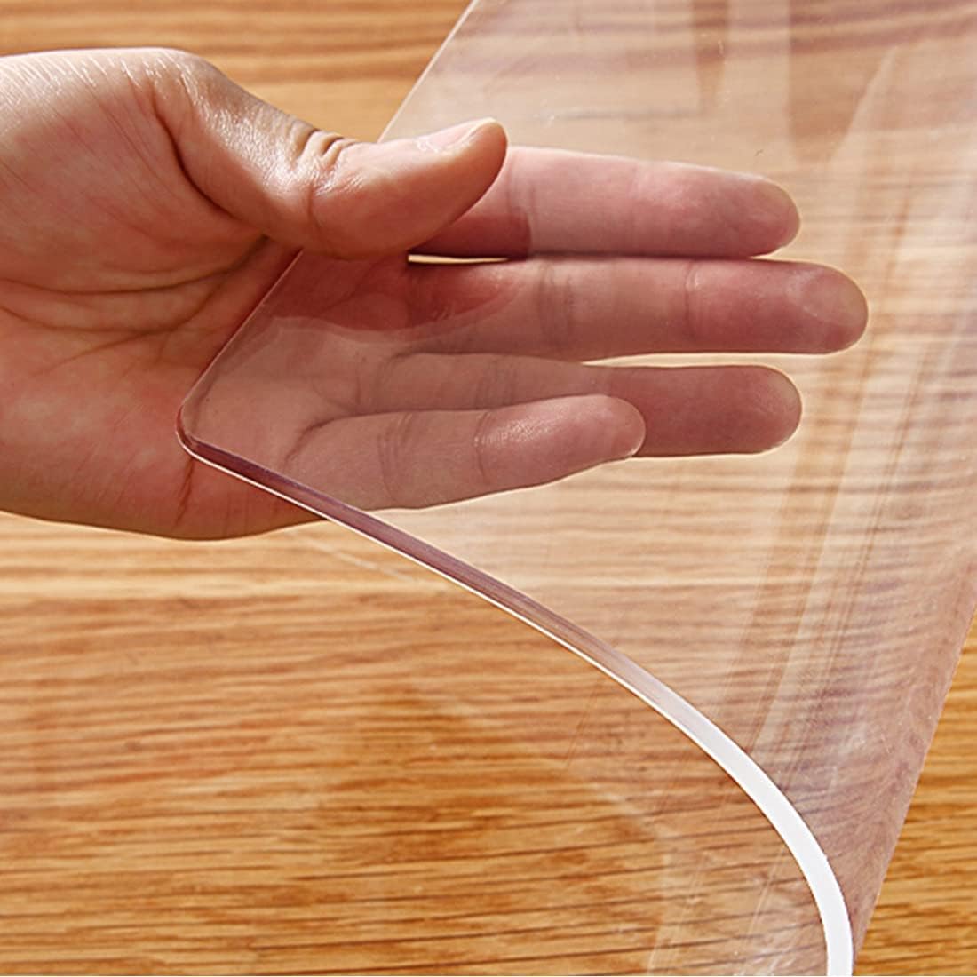 Non-slip Clear Plastic Dining Table Protector Wipeable Desk Pad Mat for Table Wooden Furniture