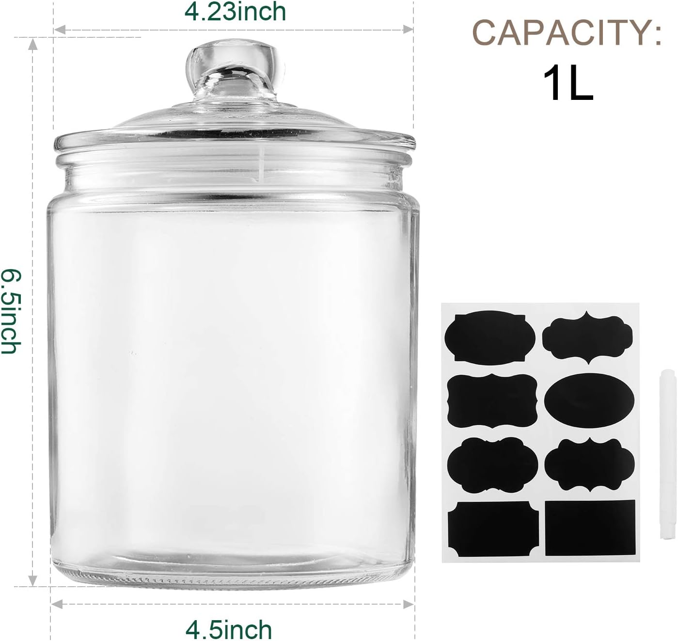 Glass Jars 32 oz, Maredash Candy Jar with Lid For Household 6 Pack
