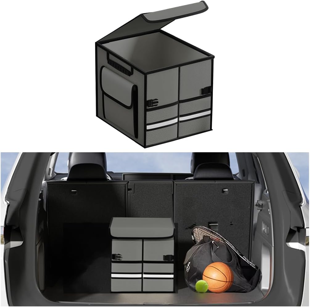 Car Trunk Organizer, Multi-Compartment Collapsible Vehicle Cargo Storage Organizer
