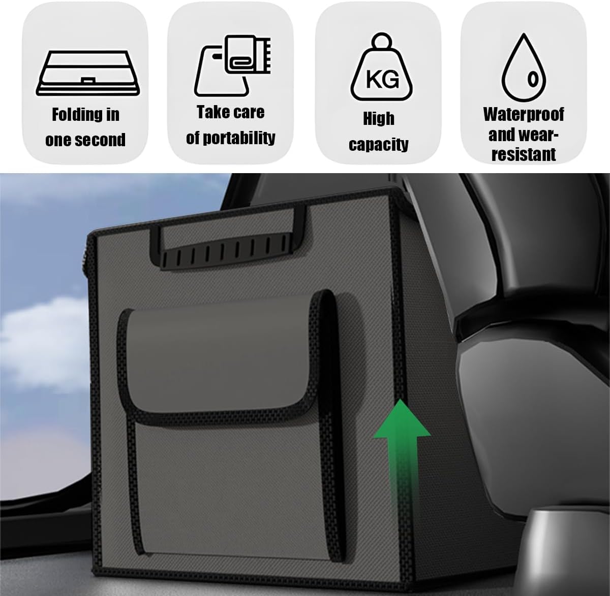 Car Trunk Organizer, Multi-Compartment Collapsible Vehicle Cargo Storage Organizer