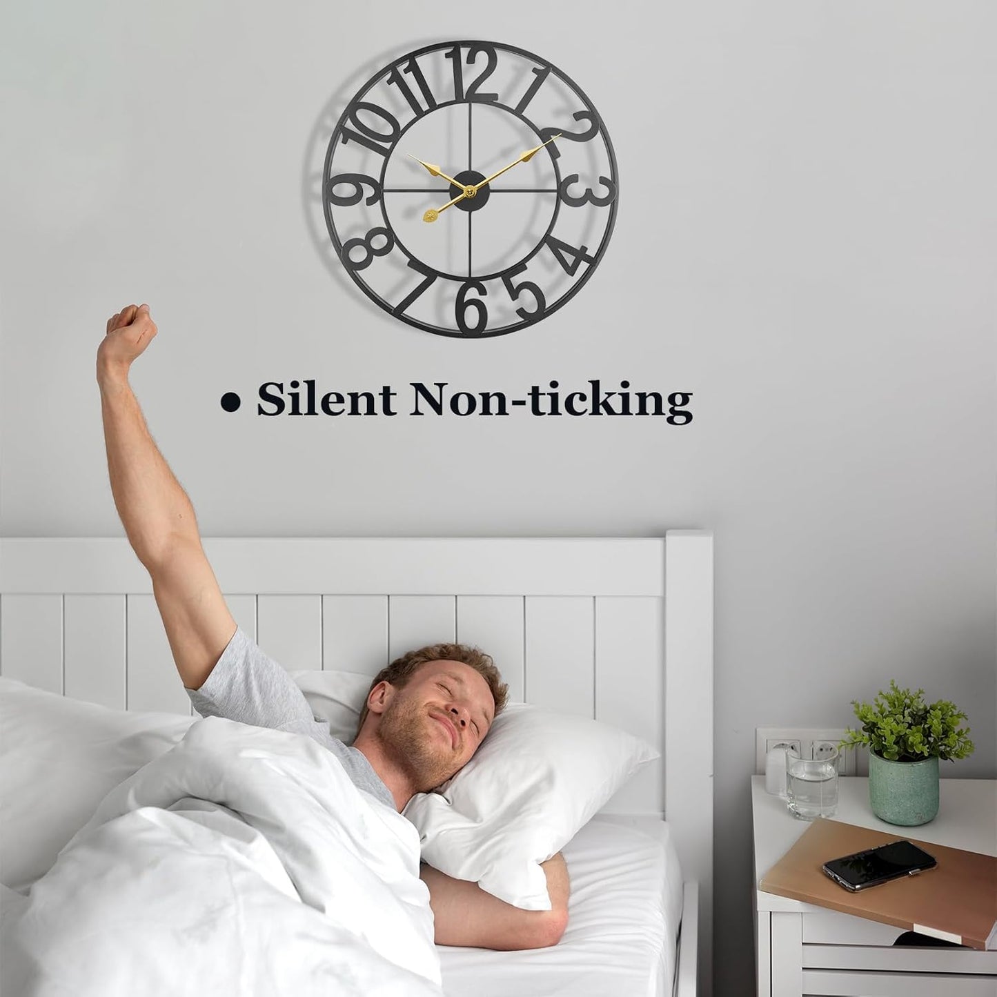 Large Outdoor Clock, 24 Inch Silent Non-Ticking Battery Operated Outdoor Wall Clock