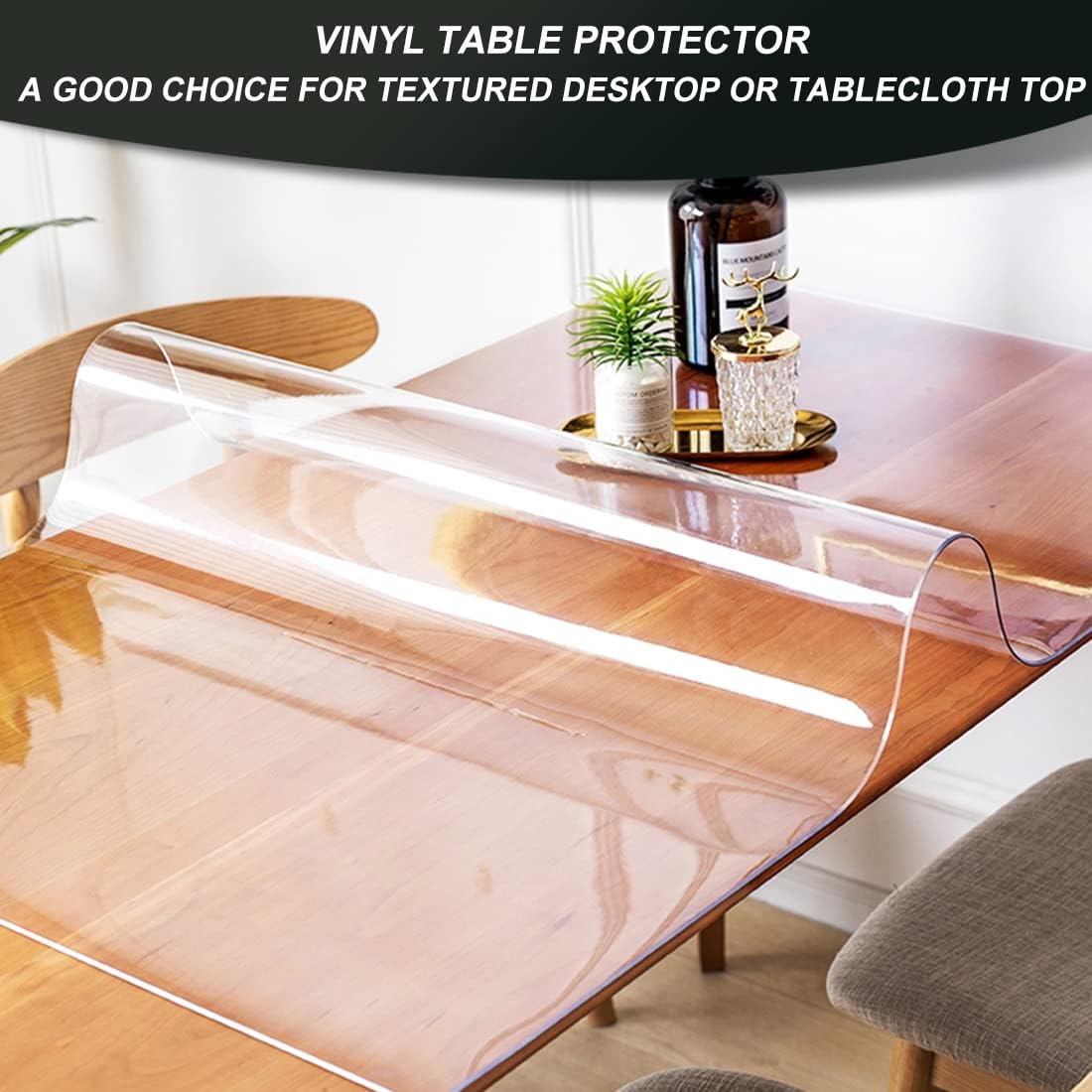 Non-slip Clear Plastic Dining Table Protector Wipeable Desk Pad Mat for Table Wooden Furniture