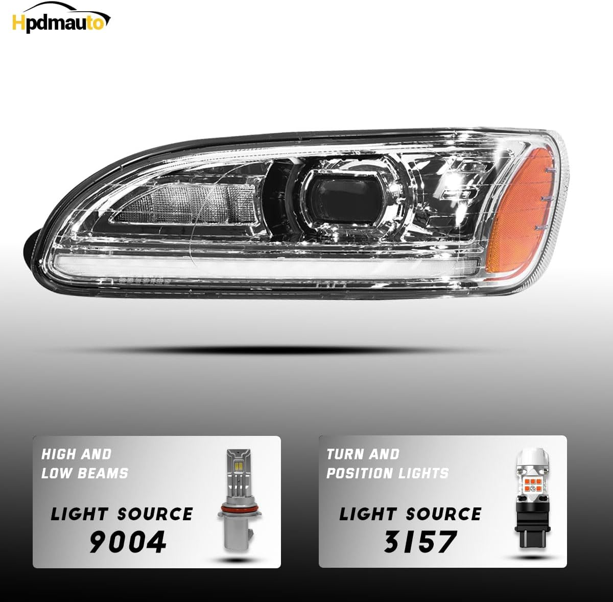 Headlights for Peterbilt 387 325 330 335 337 340 348 382 384 386 Truck High and Low