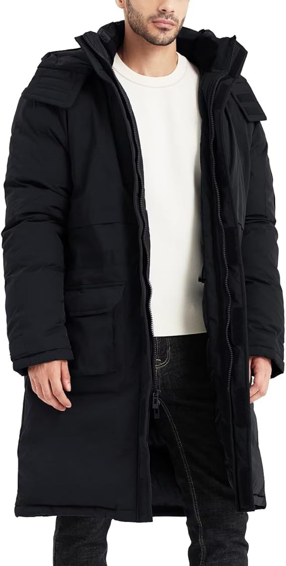 Men's Extra Long Parka Winter Coats Hooded Puffer Jacket