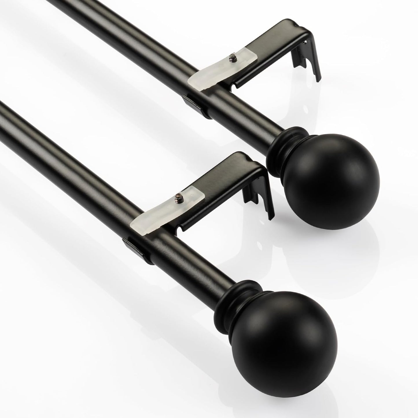 Deco Window 2 Pack Adjustable Black Curtain Rods for Windows 48 to 84 Inch with Modern Ball