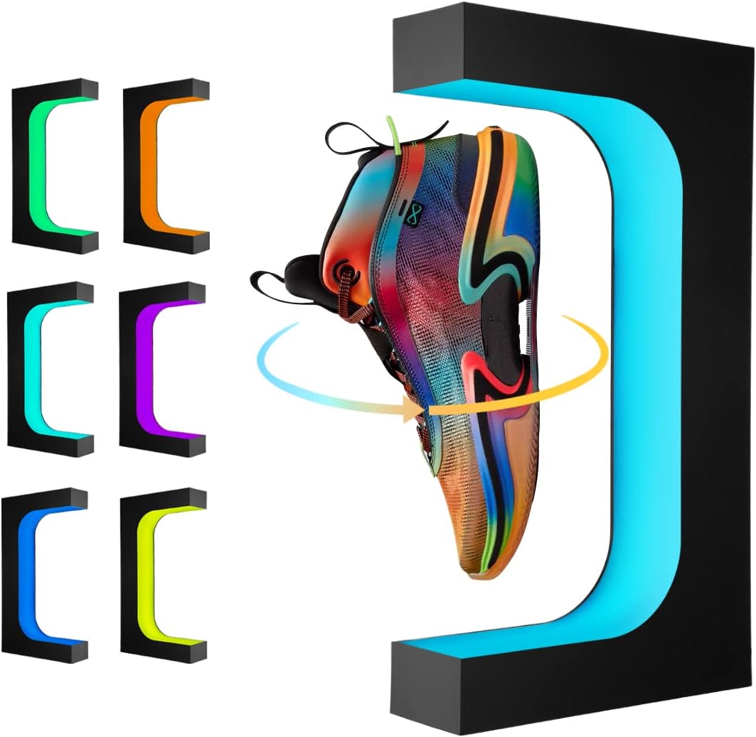 UVEHAS Levitating Shoe Display Stand, Floating Sneaker Stand with Remote 16 Colors LED Light Rotate