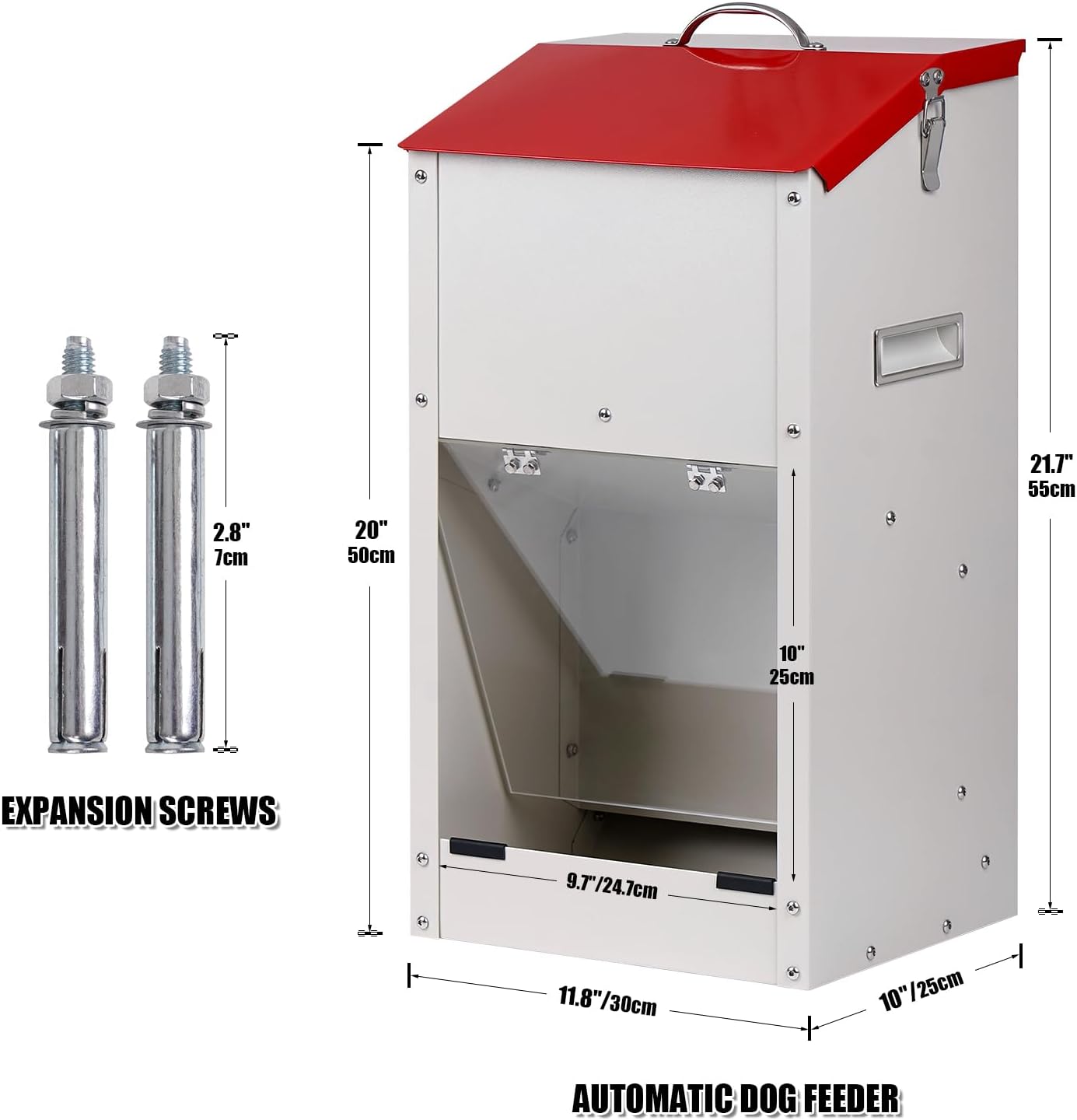Galvanized Automatic Dog Feeder Large Breed Dog Food Dispenser for Large Dogs