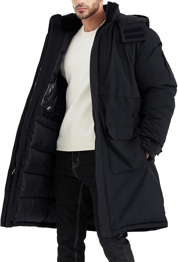 Men's Extra Long Parka Winter Coats Hooded Puffer Jacket