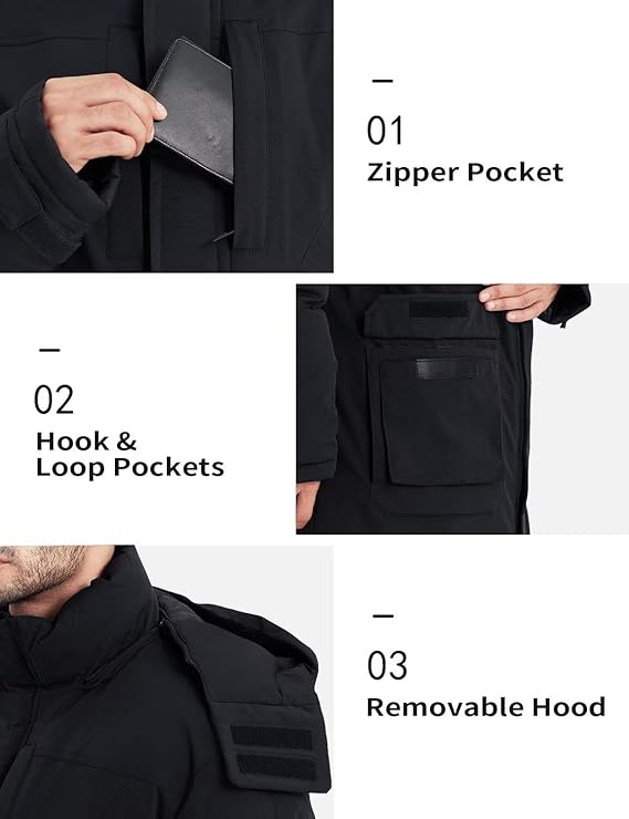 Men's Extra Long Parka Winter Coats Hooded Puffer Jacket