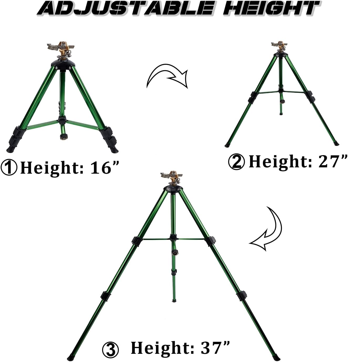 Biswing Impact Sprinkler Head on Tripod Base, Heavy Duty Lawn Sprinklers, 360 Degree