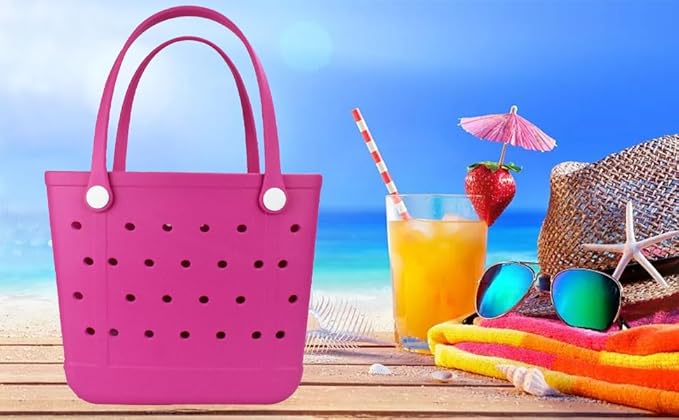 Medium Beach Bag, Waterproof Rubber Beach Bag - Green