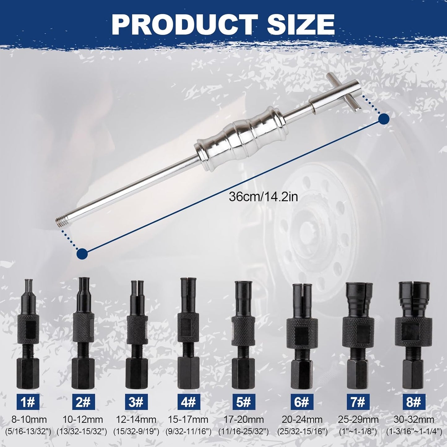 9PCS Blind Hole Collet Bearing Puller Set, Bearing Puller Set and Slide Hammer with Expandable Collets