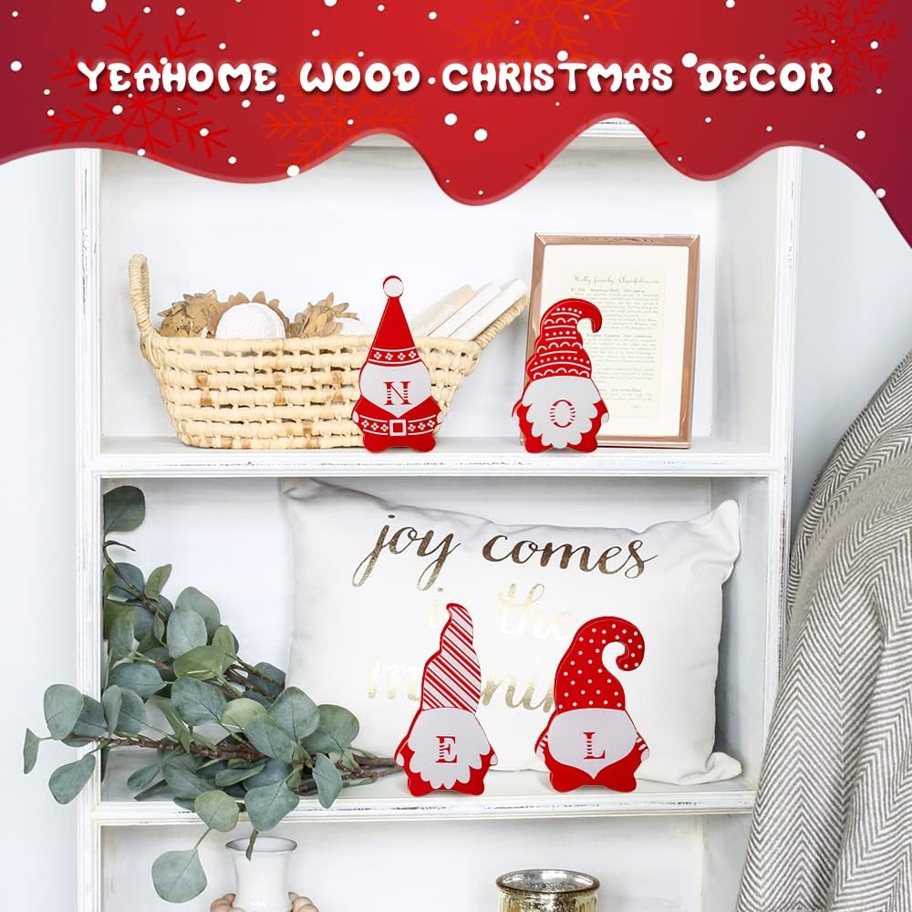 Gnome Christmas Decorations, Noel Wooden Blocks - T&S Outlets