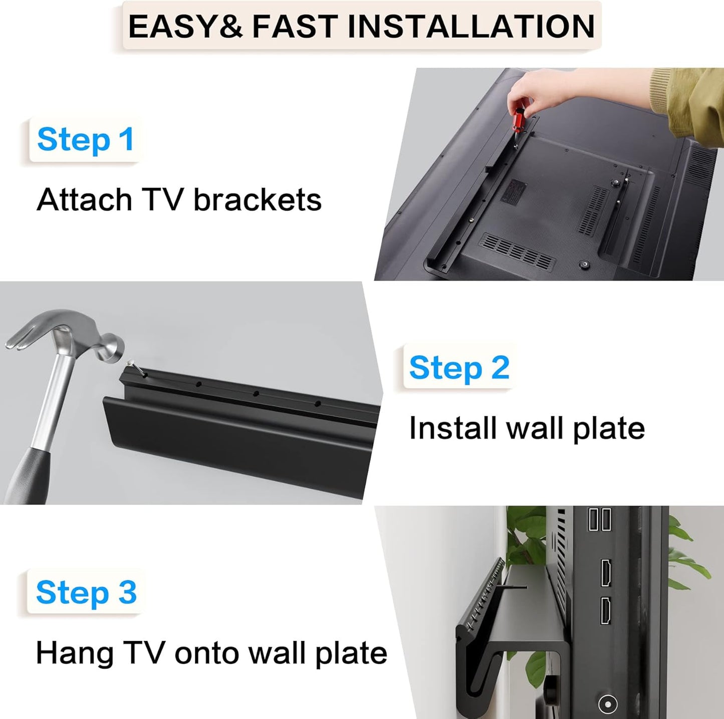 No Stud TV Wall Mount, Studless Drywall TV Mount for 32-75 inch