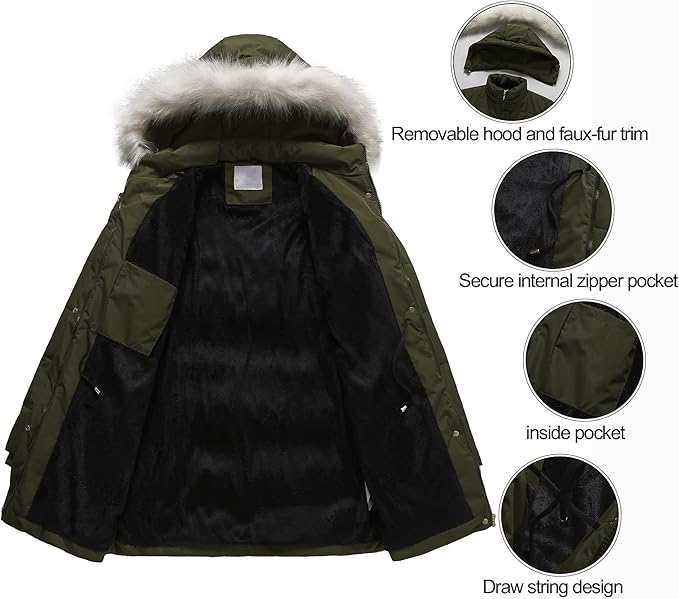 Chrisuno Women's Winter Warm Coats Puffer Jacket Long Drawstring