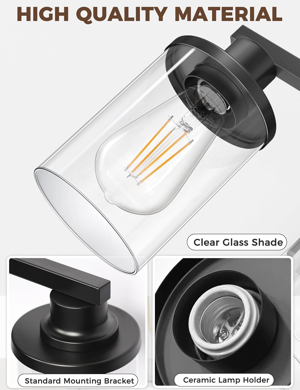 DORESshop Bathroom Light Fixtures, 5-Light Black Bathroom Lighting Fixtures Over Mirror