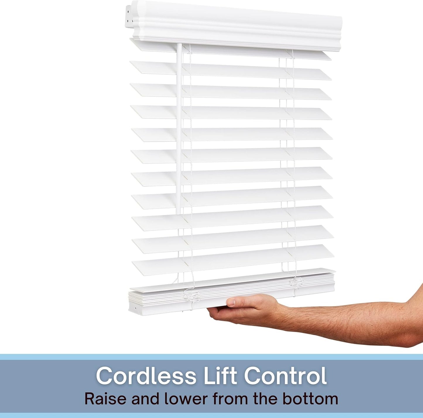 Lotus & Windoware Cordless, 2 Inch Faux Wood Blind, 22" Wide x 48" Long