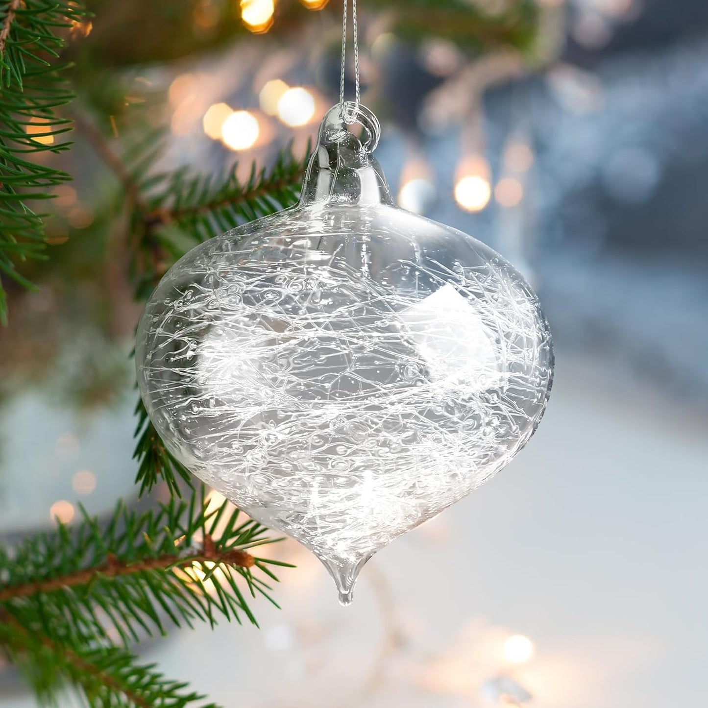 Uiifan 16 Pack Clear Glass Christmas Ornaments Balls Bulk Blown Glass Christmas Tree Ornaments
