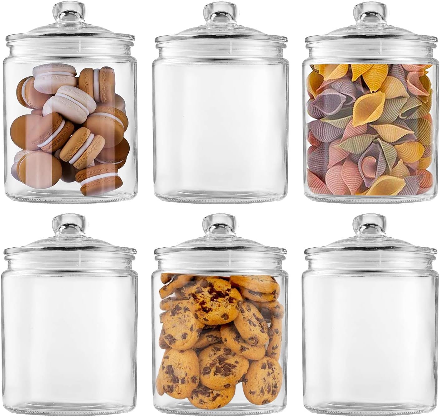 Glass Jars 32 oz, Maredash Candy Jar with Lid For Household 6 Pack