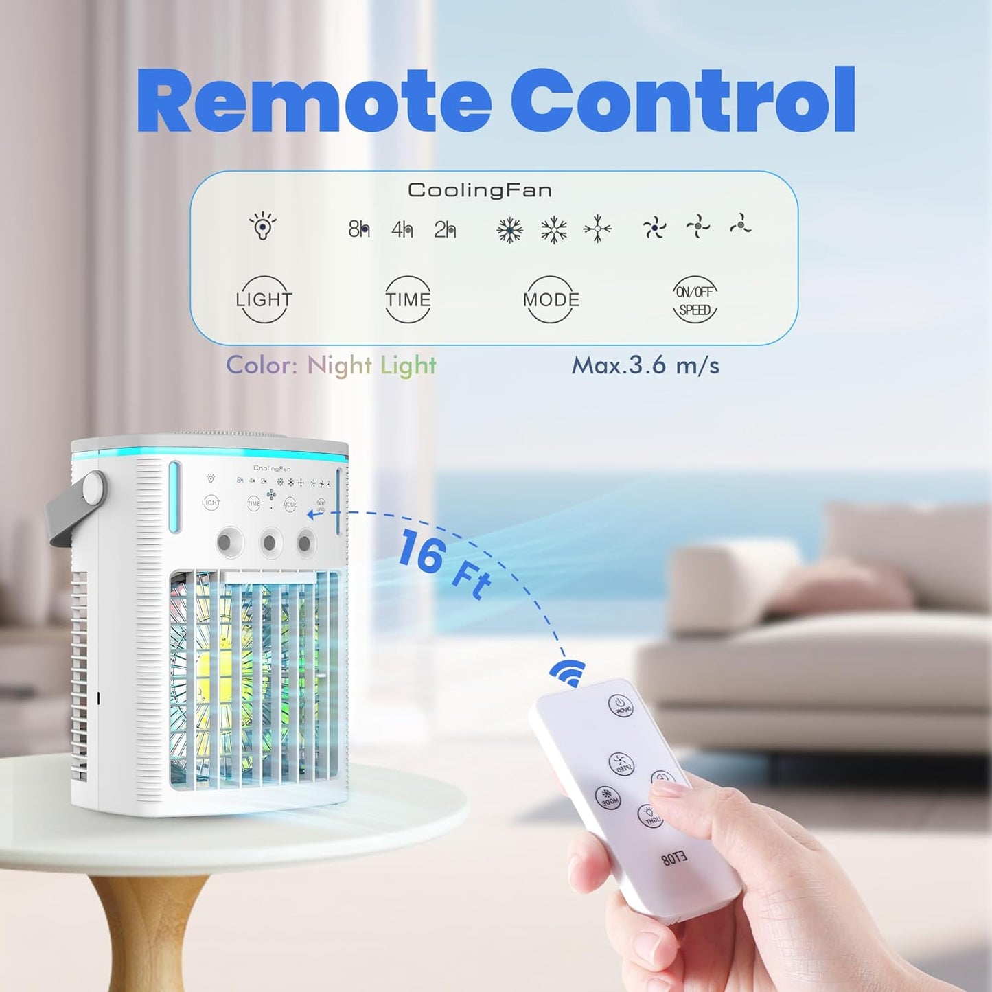 Portable Air Conditioners Fan, Small Cooler Evaporative Air Conditioner with Remote