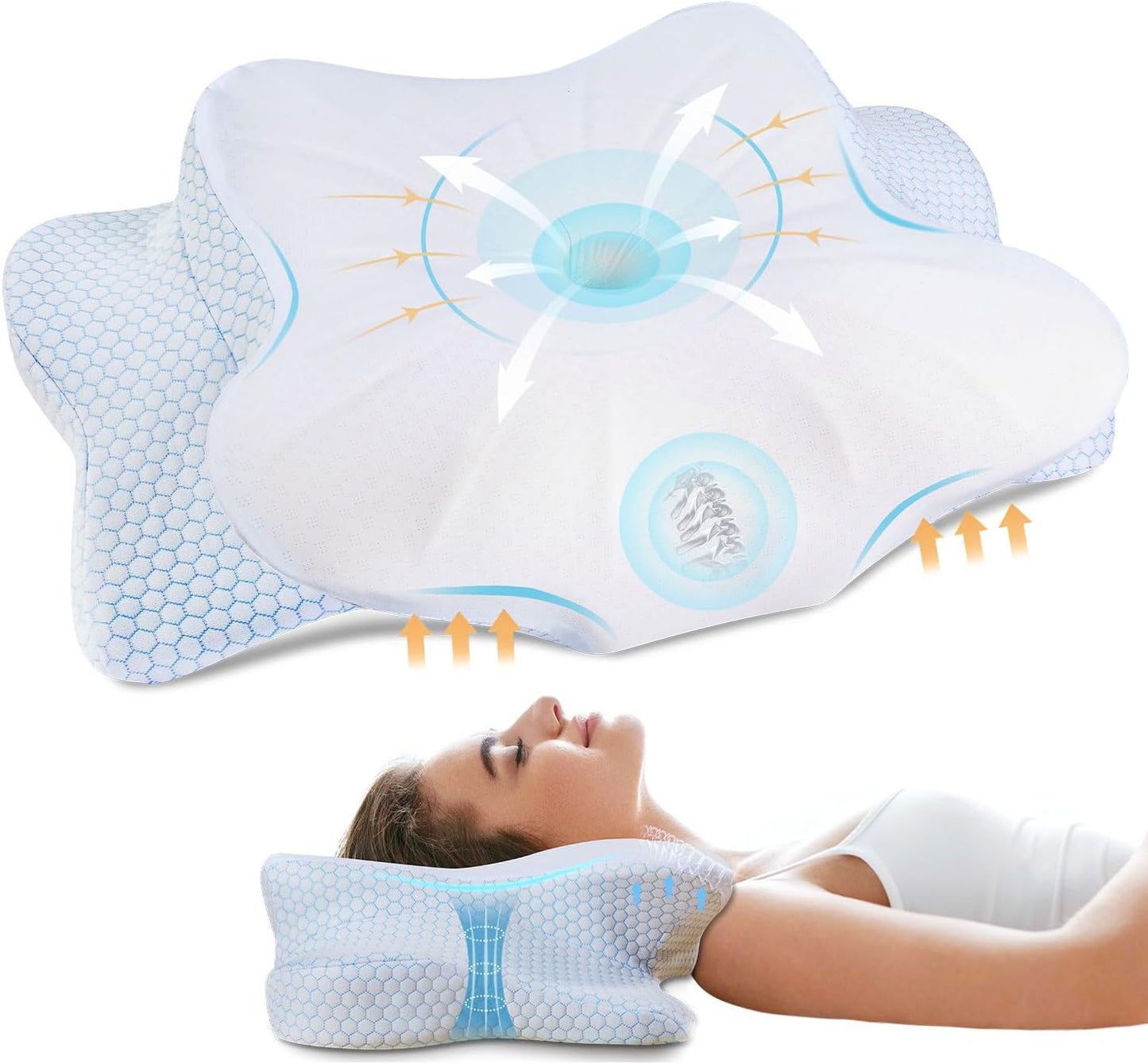Cervical Memory Foam Pillow for Neck and Shoulder, Ergonomic Contour Cervical Pillow