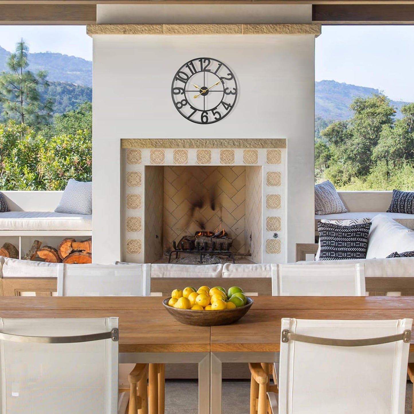Large Outdoor Clock, 24 Inch Silent Non-Ticking Battery Operated Outdoor Wall Clock