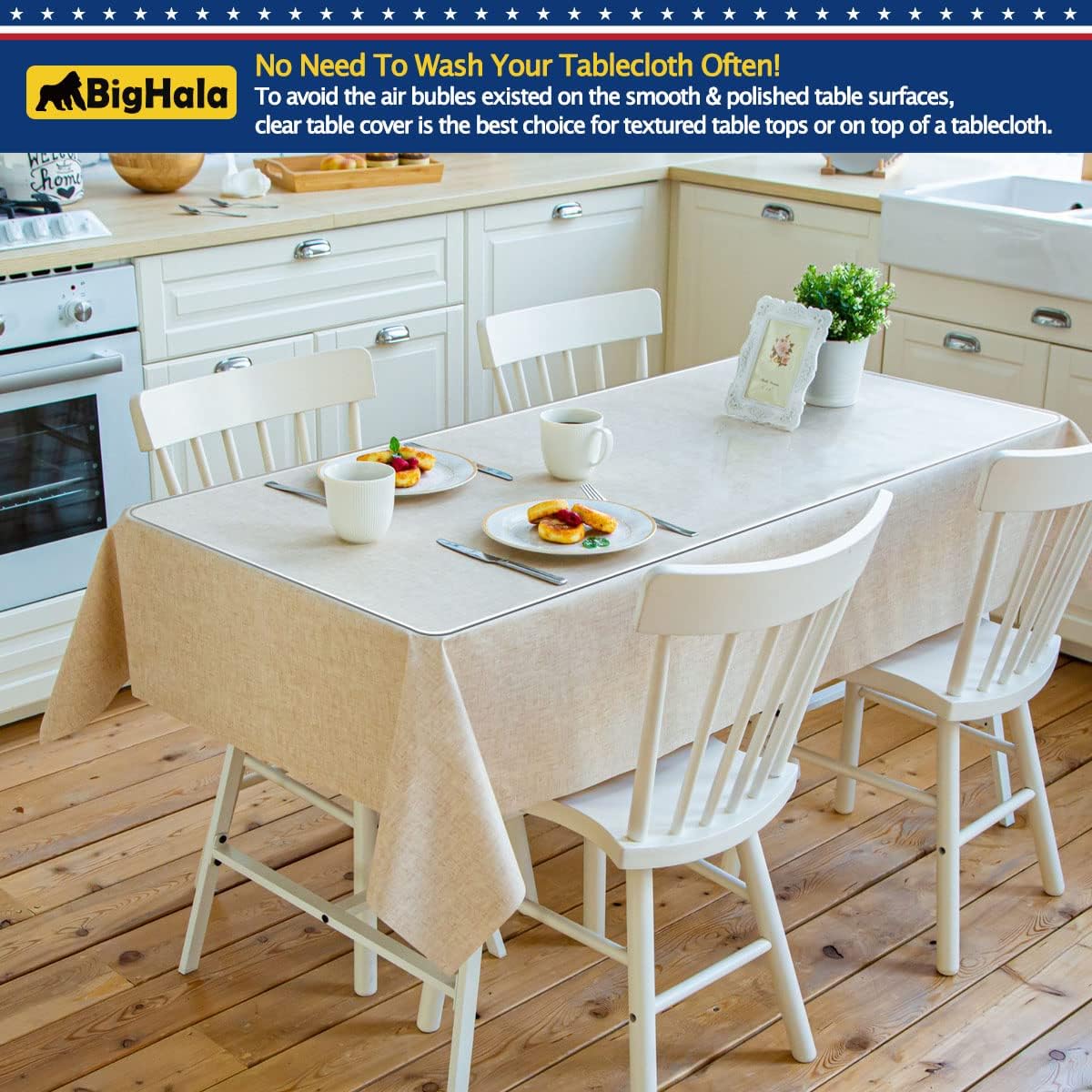 36" X 48" Table Protector Tablecloth Protector Clear Plastic Tablecloth Waterproof Wipeable Vinyl