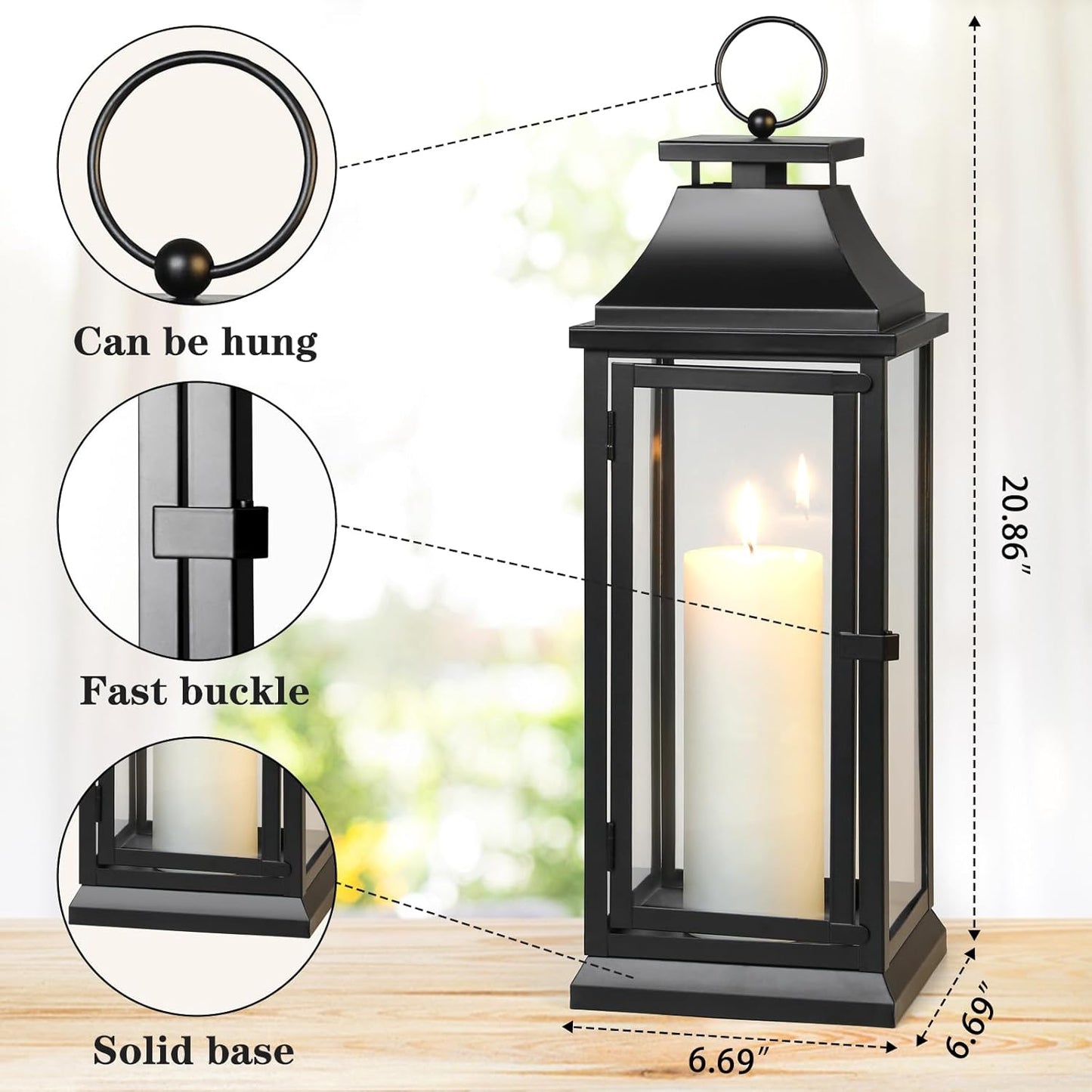 Black Hurricane Lanterns with Clear Glass Panels - Ideal for Home Decor