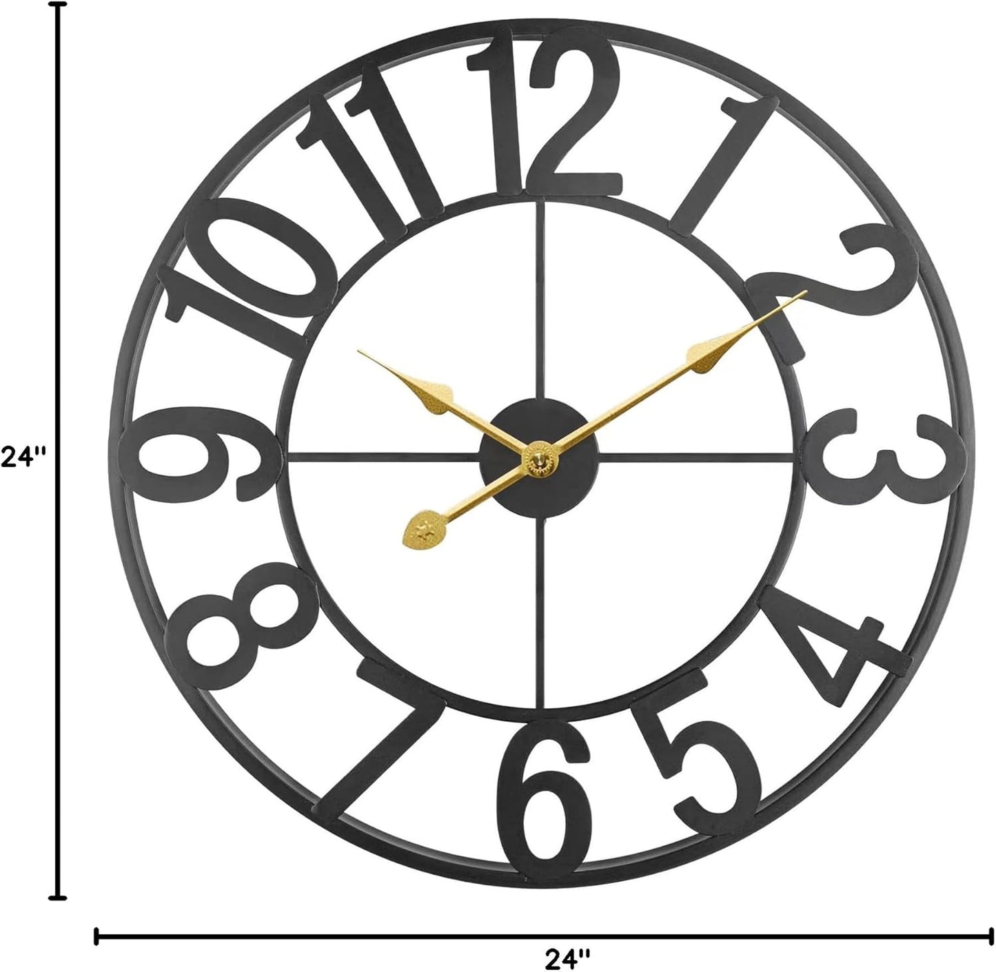 Large Outdoor Clock, 24 Inch Silent Non-Ticking Battery Operated Outdoor Wall Clock