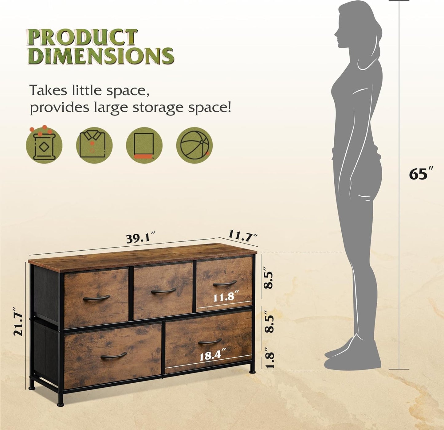 WLIVE Dresser for Bedroom with No Drawers, Wide Chest For Drawers - No Drawers
