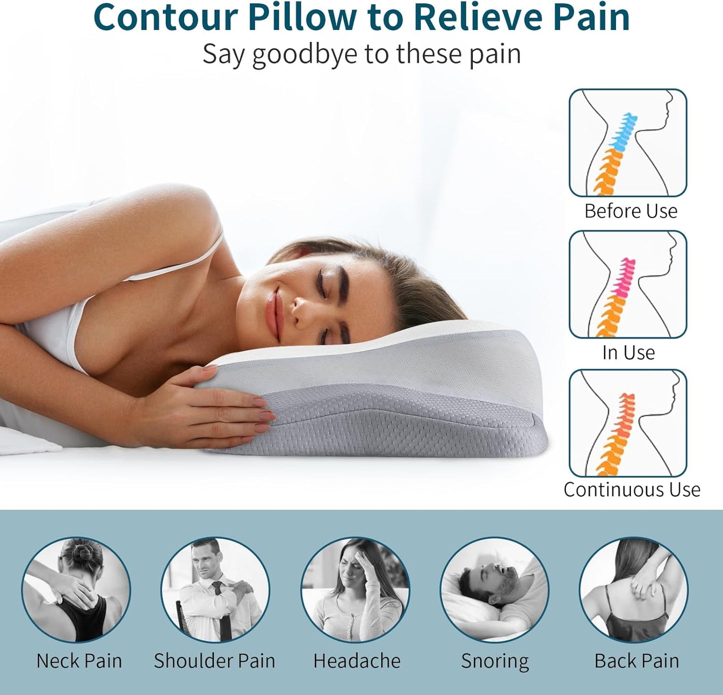 Polovo Cervical Pillow for Neck Pain Relief, Ergonomic Neck Pillow Side Sleeper Pillow for Adults