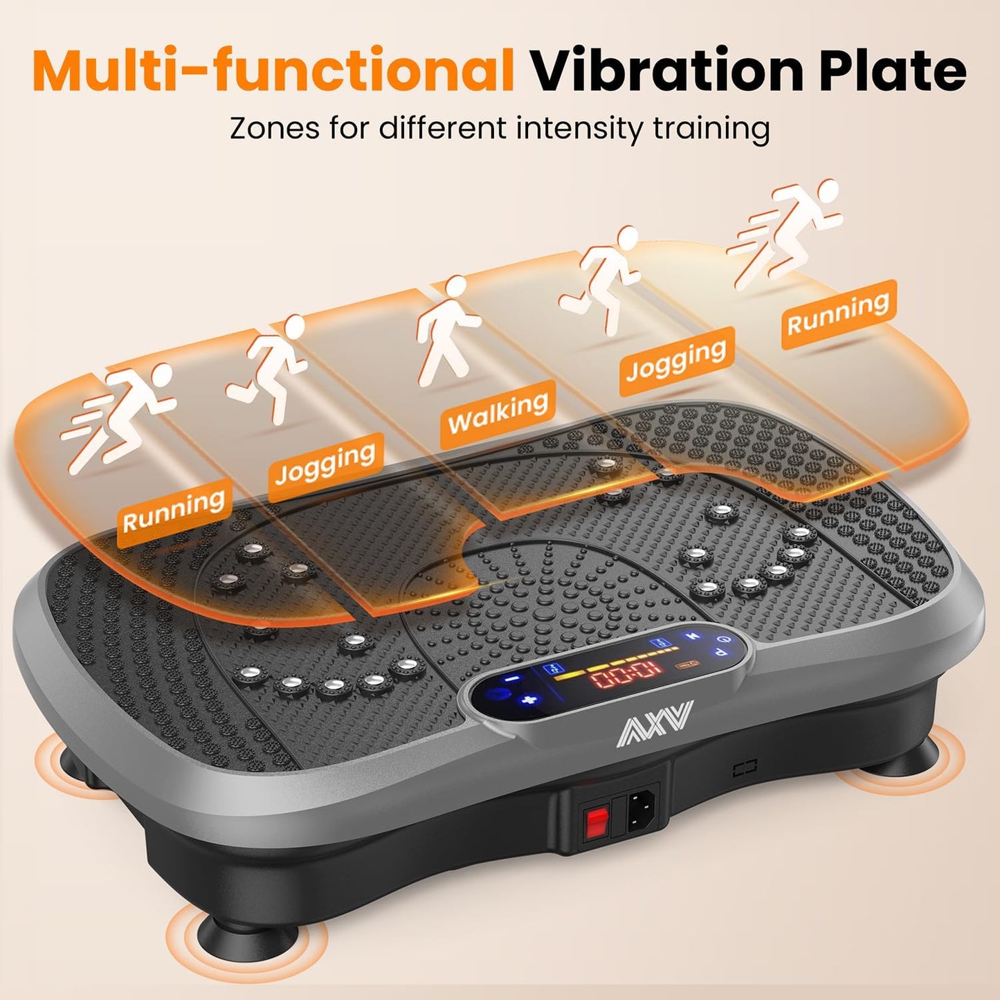 AXV Vibration Plate Fitness Platform Exercise Machine Vibrating Shaking Full Body Shaker