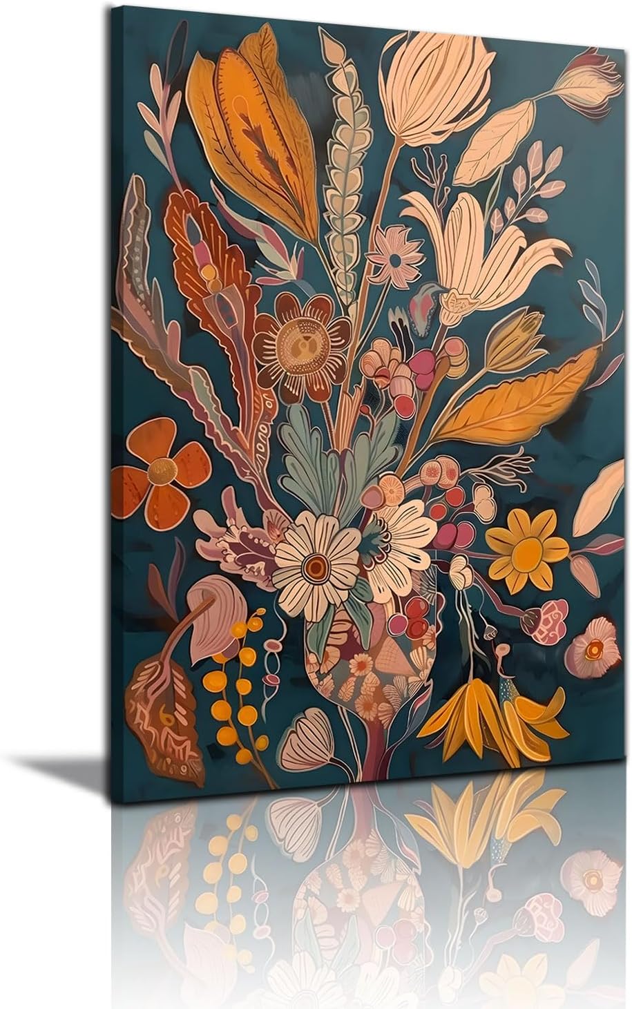 Boho Flower Canvas Wall Art Abstract Flower Plant Wall decor pictures Mid Century Modern Flowers
