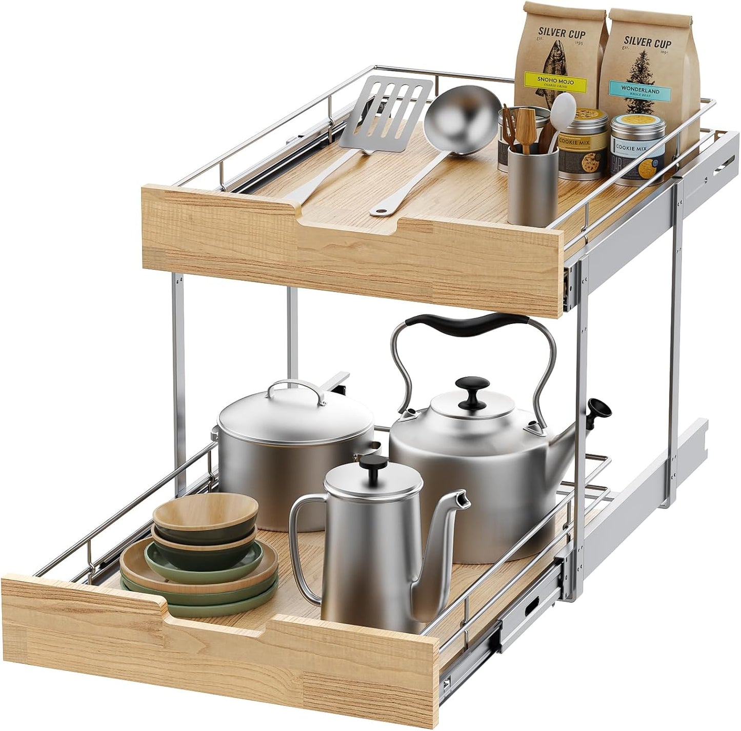 Pull Out Cabinet Organizer, Heavy-Duty Slide Out Shelf, 15" x 21"