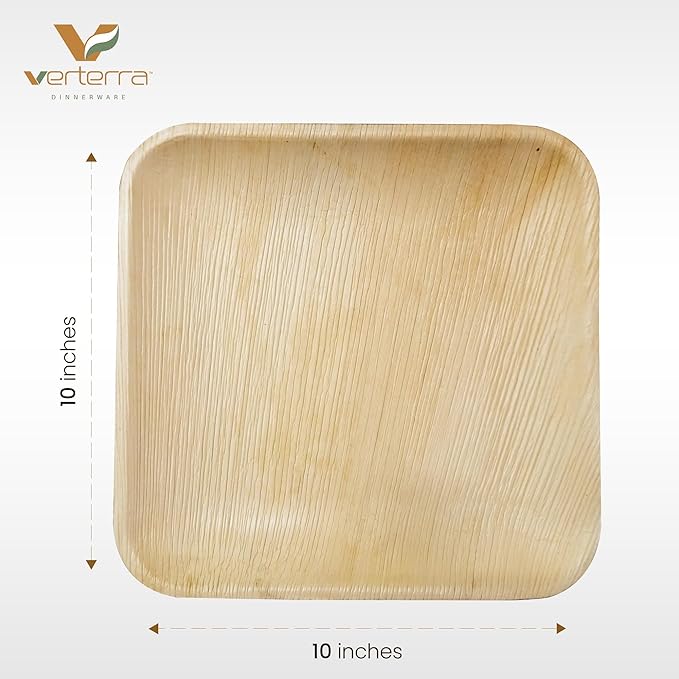 Palm leaf Plates - 10 inch Square,100 Pack – Like Bamboo Plates Disposable