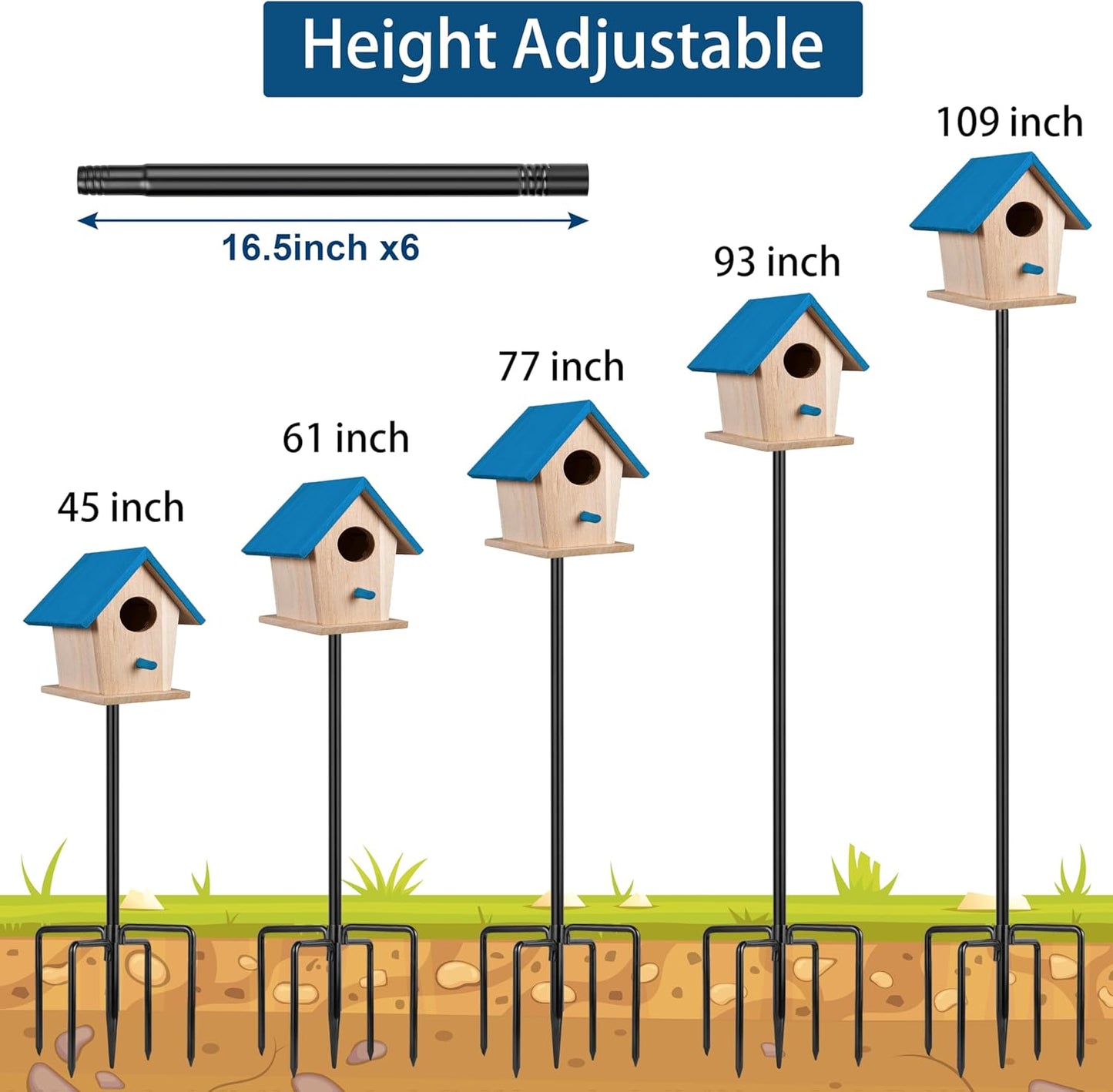 Ottsuls Bird Feeder Pole, 109 Inch Heavy Duty Bird House Pole Kit for Outdoors
