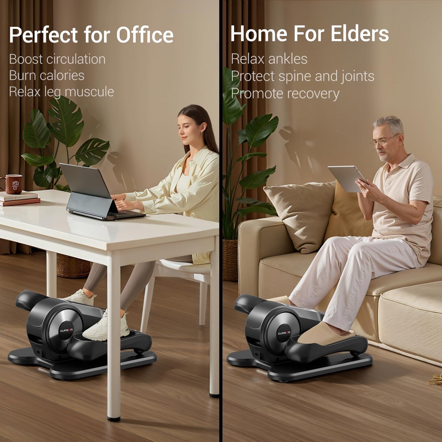 Under Desk Elliptical Machine, Electric Seated Pedal Exerciser, Mini Ellipse Leg Exerciser w Remote