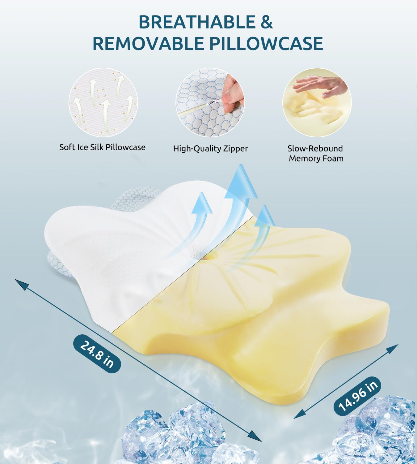 Cervical Memory Foam Pillow for Neck and Shoulder, Ergonomic Contour Cervical Pillow