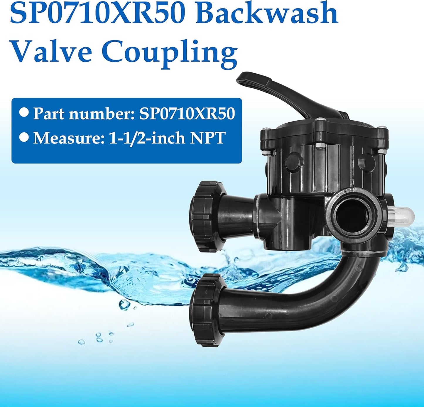 SP0710XR50 Backwash Valve Coupling Compatible with Hayward Pro-Series Vari-Flo,Black