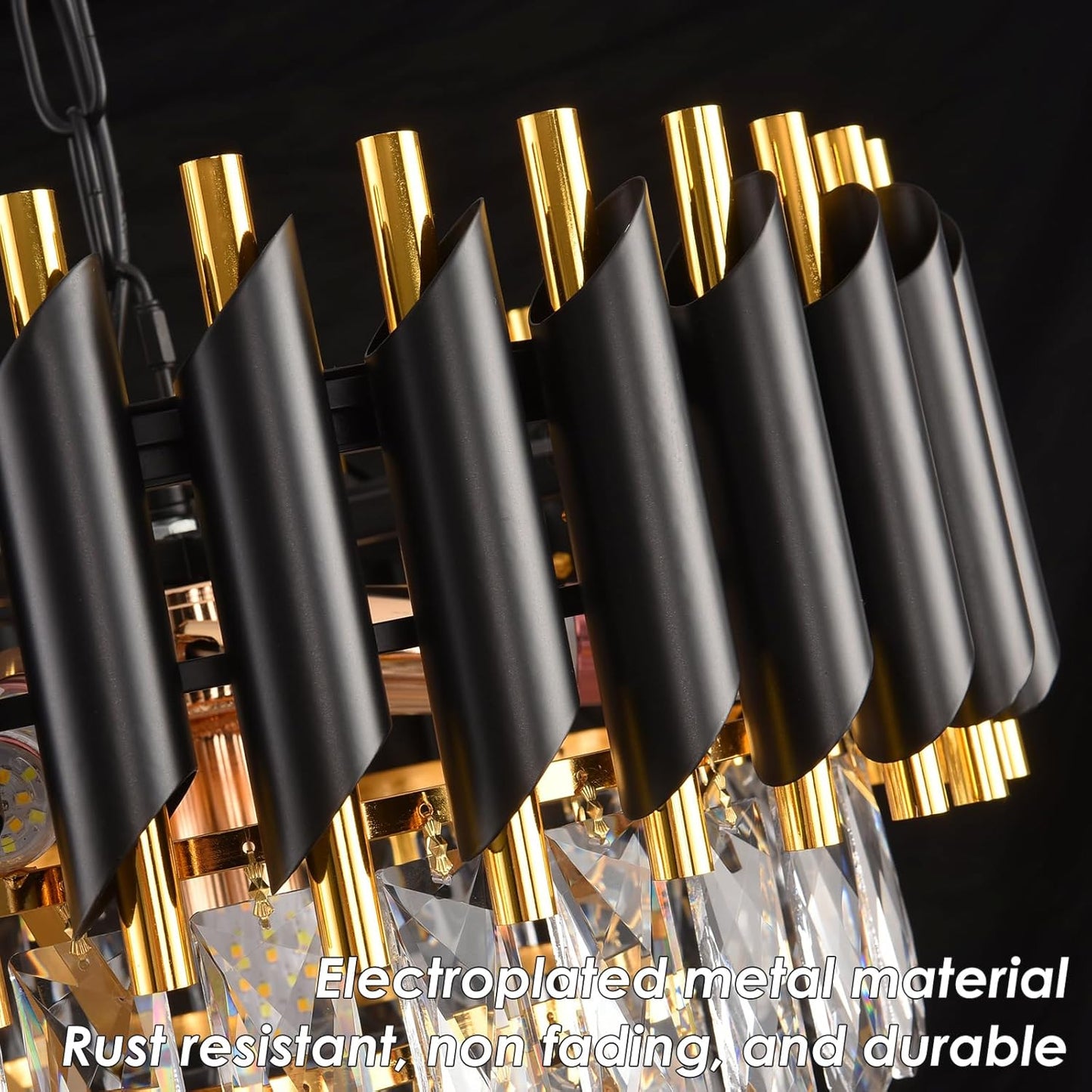 Modern Crystal Chandeliers 15.7”Gold Contemporary Crystal Ceiling Lights Fixtures 3-Tiers 5 Lights