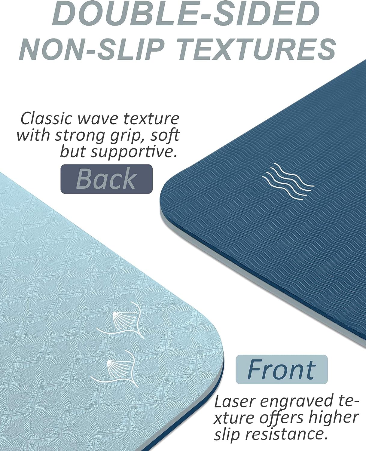 BEAUTYOVO Yoga Mat with Strap, 1/3 Inch Extra Thick Yoga Mat Double-sided Non Slip