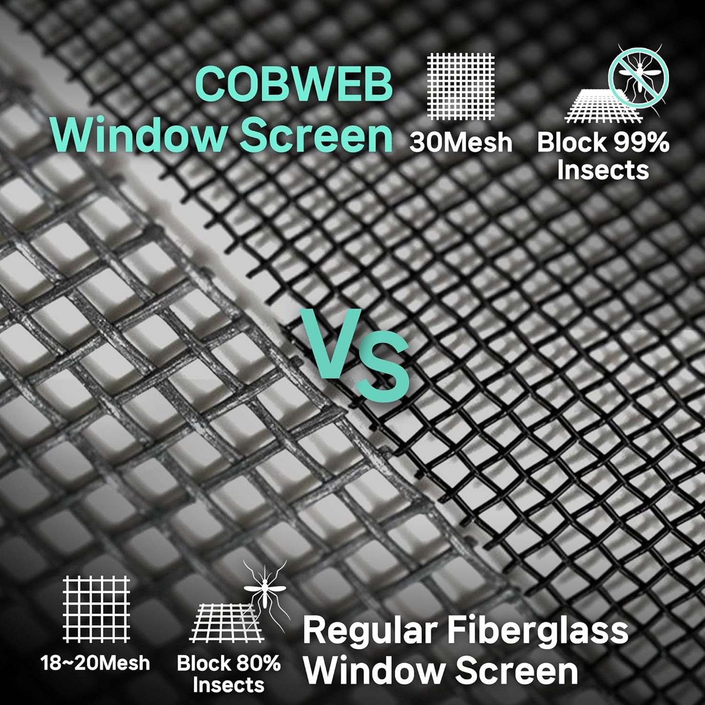 Premium Window Screen Replacement DIY KIT 39"51" Blocks Rain, Pet Scratch, Pollen