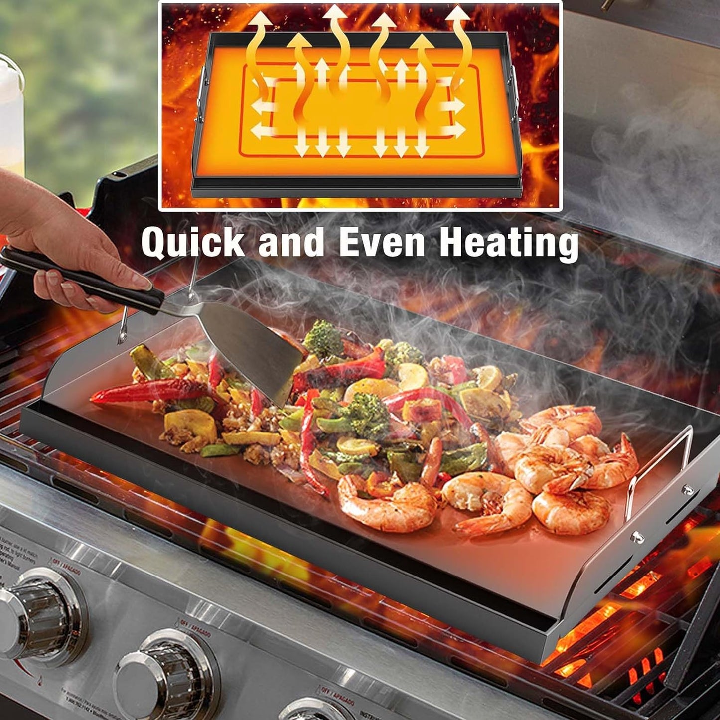 Griddle for Gas Grill, 25" x 16" Nonstick Coating Universal Griddle Flat Top Plate Insert for Gas Stove/Charcoal/Gas