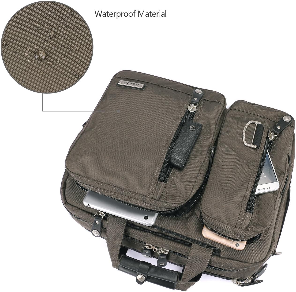 18.4 Inches Laptop Bag Multi-function Briefcase Backpack with Handle (Army Green)