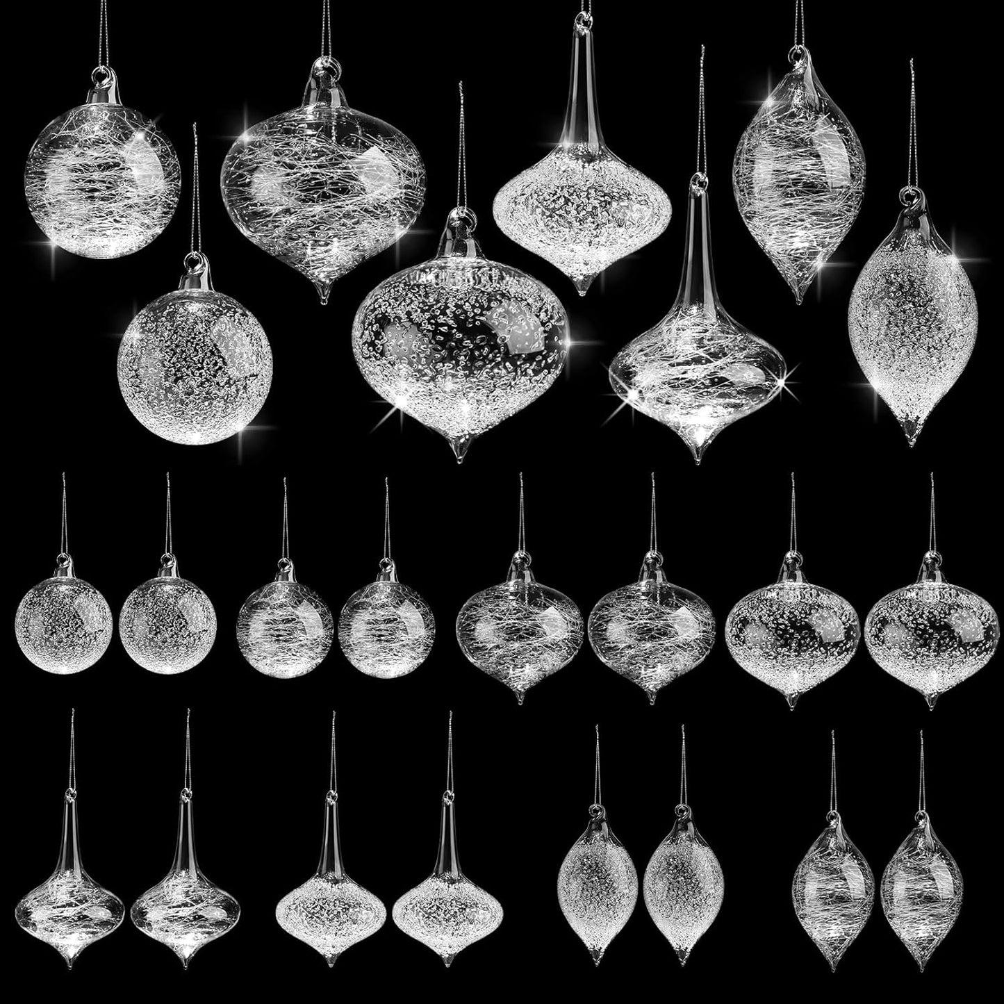 Uiifan 16 Pack Clear Glass Christmas Ornaments Balls Bulk Blown Glass Christmas Tree Ornaments